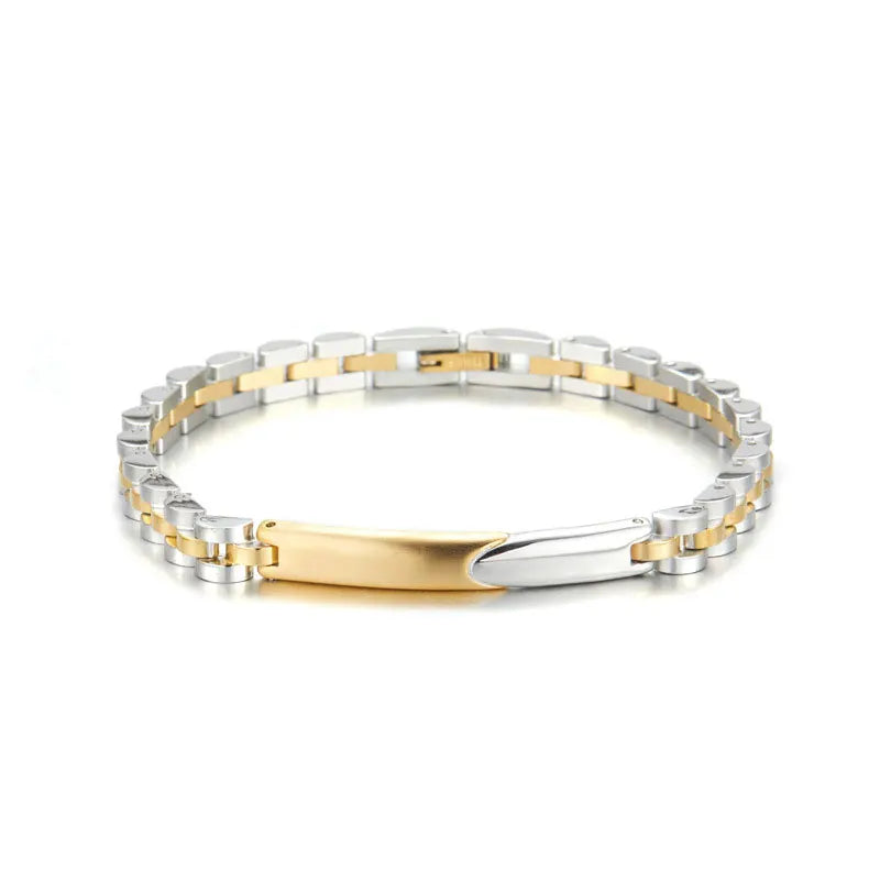 REBEL Anti Tarnished 316L Stainless Steel Fashion Men's Bracelet & Bangle 14K 18K Gold Plated Engravable Bracelet Blanks For Men