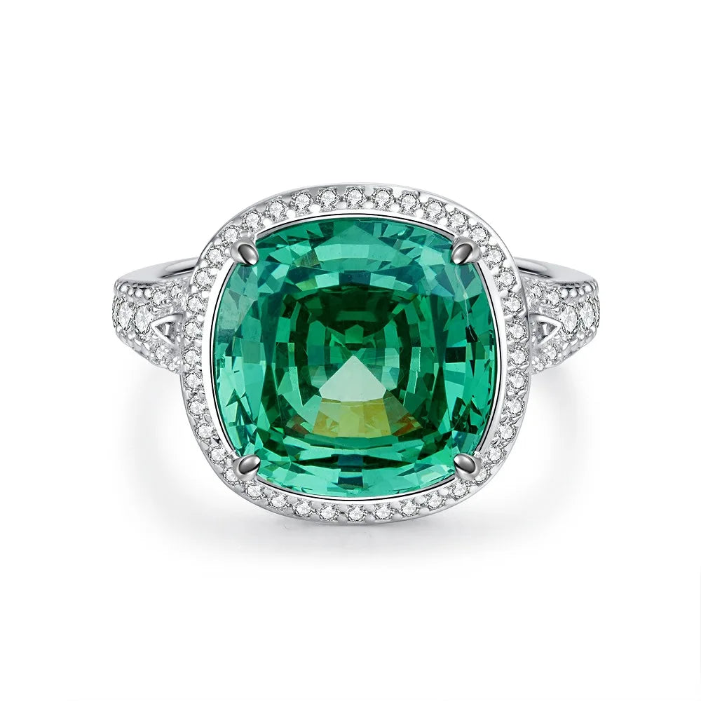 Elegant Women 925 Sterling Silver Emerald 5A 8A Cubic Zirconia Ring Promise Wedding Rings Custom Jewelry Manufacturing OEM/ODM