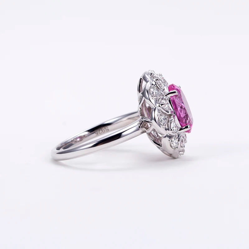 Gemfiori Messi Jewelry MSR-1540 Luxury 925 Silver Stackable Round Ring Lab Gemstone Ring