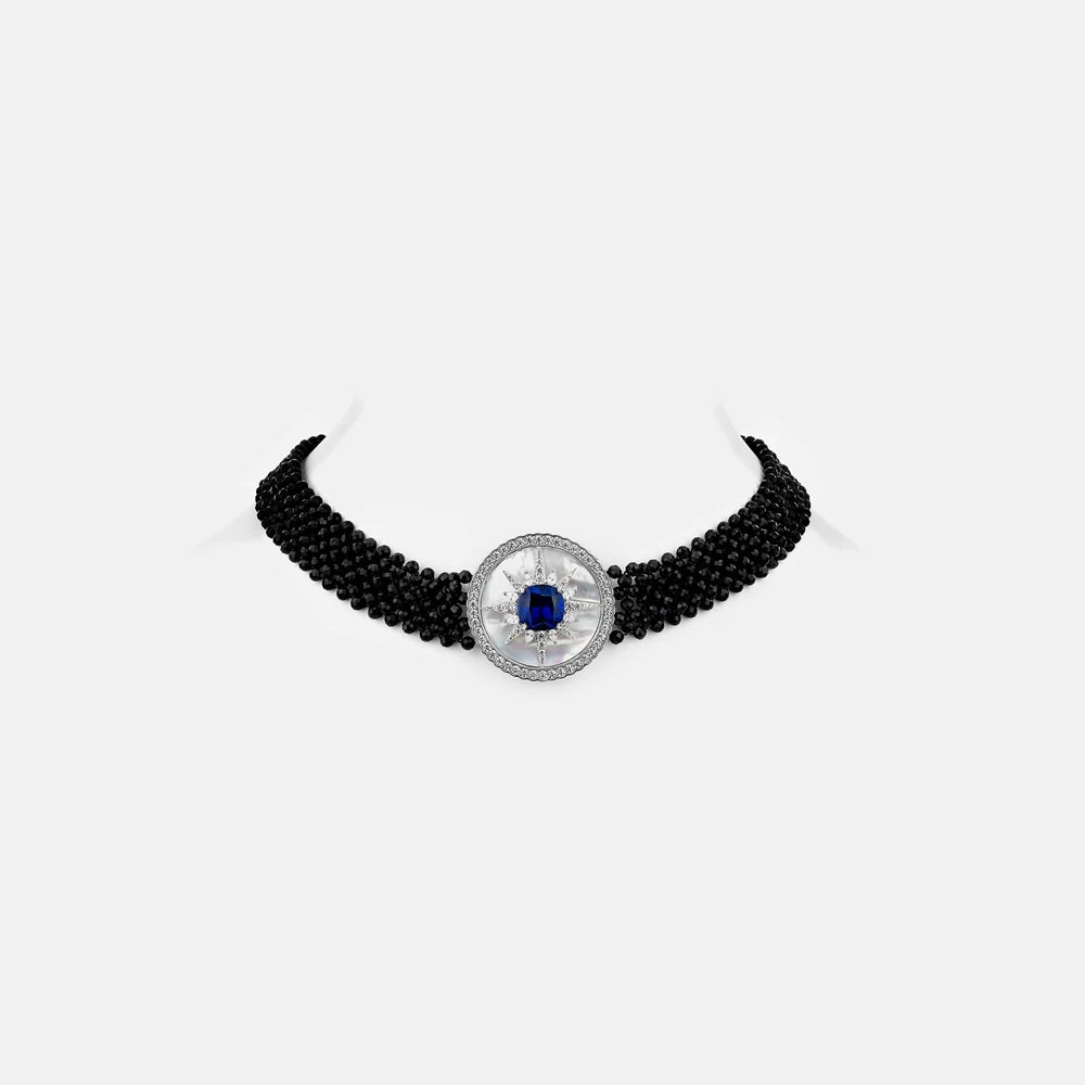 MUSHAN Jewelry Factory Black Spinel Mother of Pearl Woven S925 Sterling Silver Necklace Accessory High End Silver Jewelry
