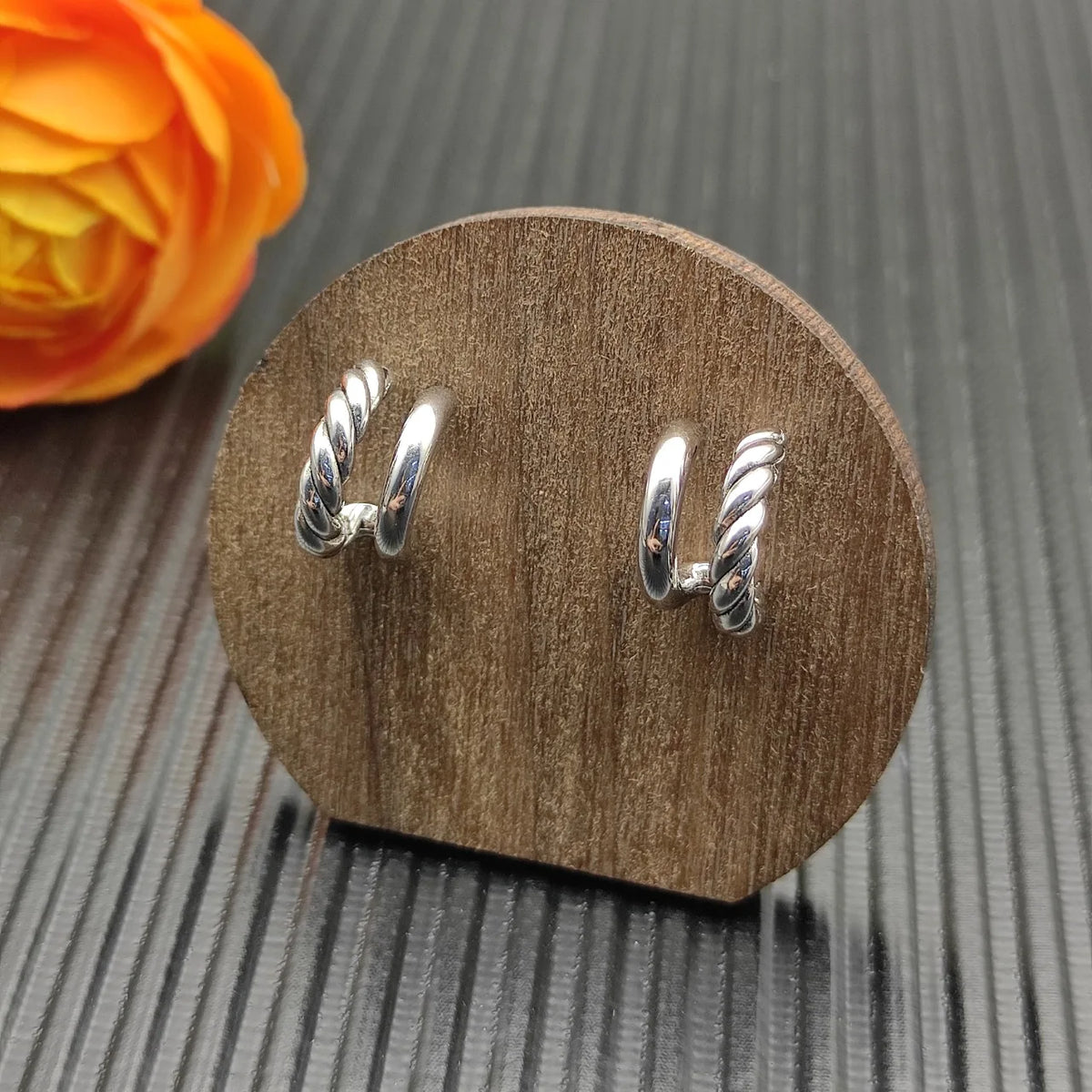 FASHIONISTA DY High-Quality Silver-Plated 13.5mm Silver Double Hoop Earrings. Gold-Plated Earrings. Jewelry.