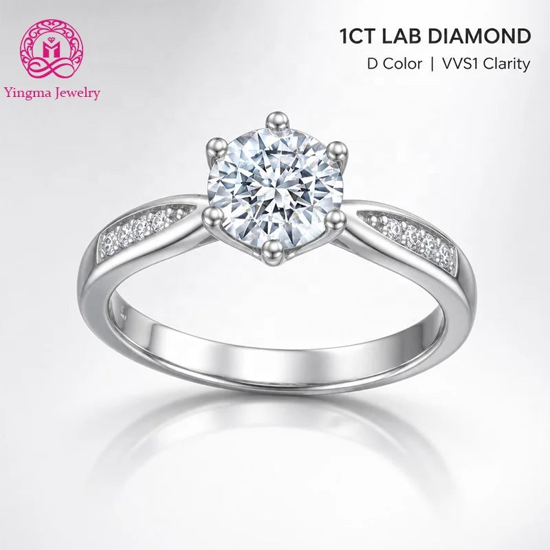 Gioiellieri Radiant Lab Grown Diamond Ring 1CT D VVS1 Round Brilliant Cut 9K 10K 14K 18K White/Yellow/Rose Gold PT950 Ladies Fashion Jewelry