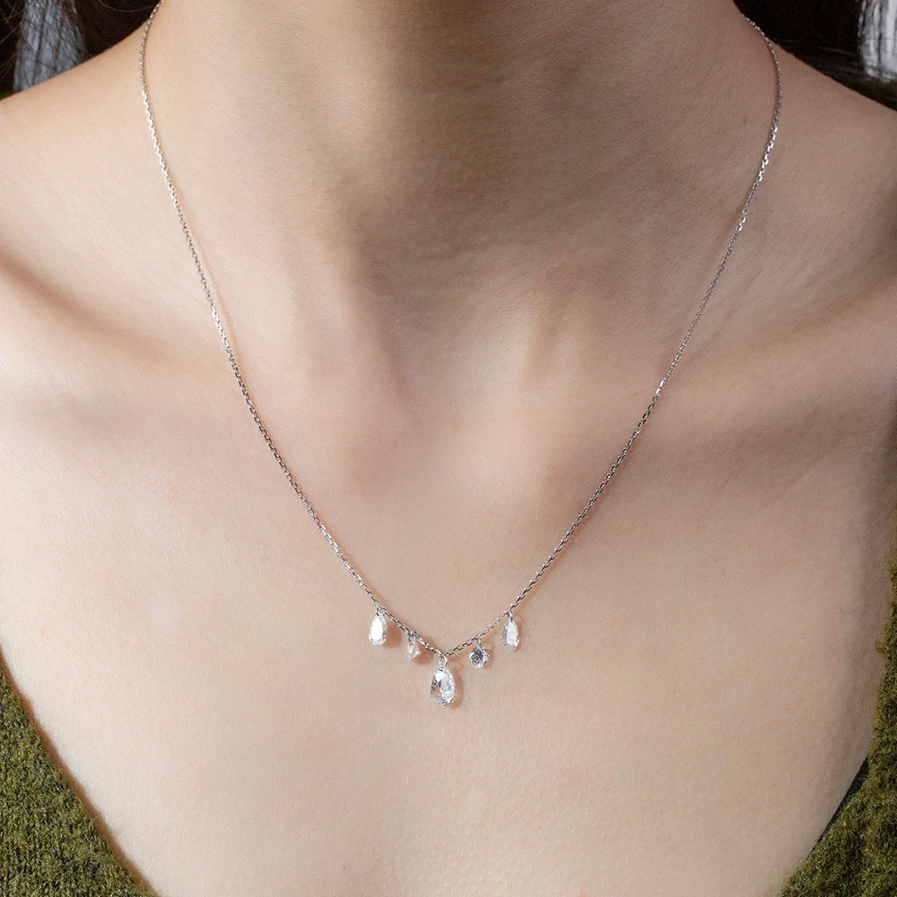 Gemfiori MSN-959 9k All Diamond 1ct Pear Cut Pendant Necklace for Woman Custom Jewelry Valentine's Gift for Girlfriend Good Price