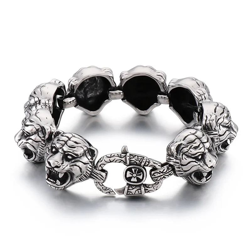 KALEN Hip Hop Stainless Steel Id Tiger Men Titanium Zodiac Beaded Bracelet
