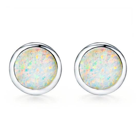 TikTok Trending Brass Blue Opal Pendant Earrings-Dainty Ball Design Perfect Gift for Fashion Girls