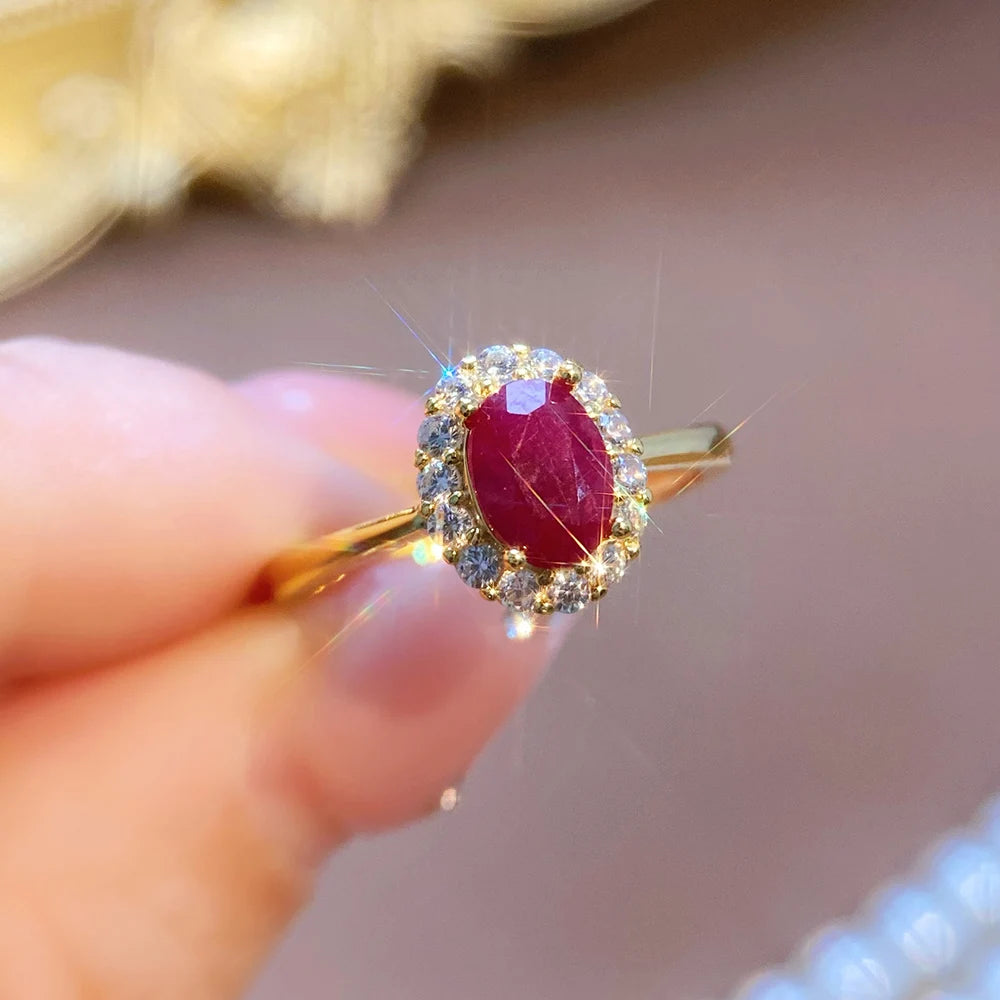S&S Natural Ruby Classic Jewellery – 925 Sterling Silver – Gold Plated – Ring, Pendant, Earrings & Set – Collection