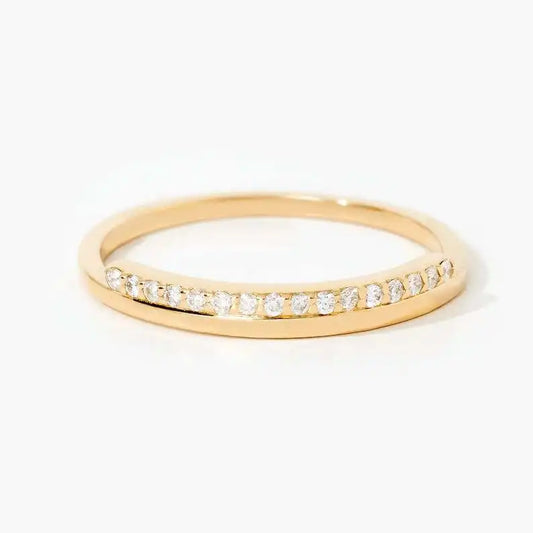 Diamond Bar Stacking Ring in 14K Solid Gold Dainty Pave Diamond Stackable Ring for Women 14K Real Gold Minimalist Jewelry Gift