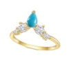 Gemfiori Abiding Classic Design 925 Silver Yellow Gold Plated Turquoise Rings Stacking Synthetic Gemstone Turquoise Ring in Stock