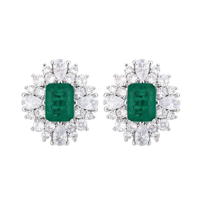 Gemfiori Light Luxury High-end Super Sparkling Zircon Pendant Earrings Ring Set Niche Temperament Simple Flower Jewelry