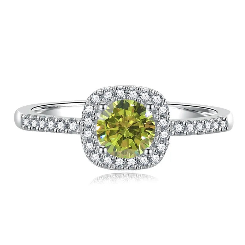 Colorful 0.5-2CT Round Brilliant Cut Loose Moissanite Set in 925 Sterling Silver Ring for Women Fashion Fine Jewelry Gift