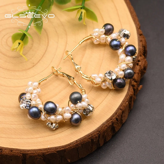 100% Natural Fresh Water Pearl Hoop Earrings for Women Engagement Birthday Luxury Jewelry Pendientes Mujer Earrings Bulk