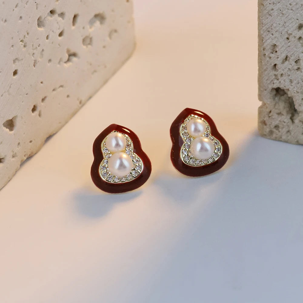Natural Freshwater Pearl Stud Earrings for Women, Delicate Niche, High-end Earrings, Fashionable  Luxury Temperament Earrings