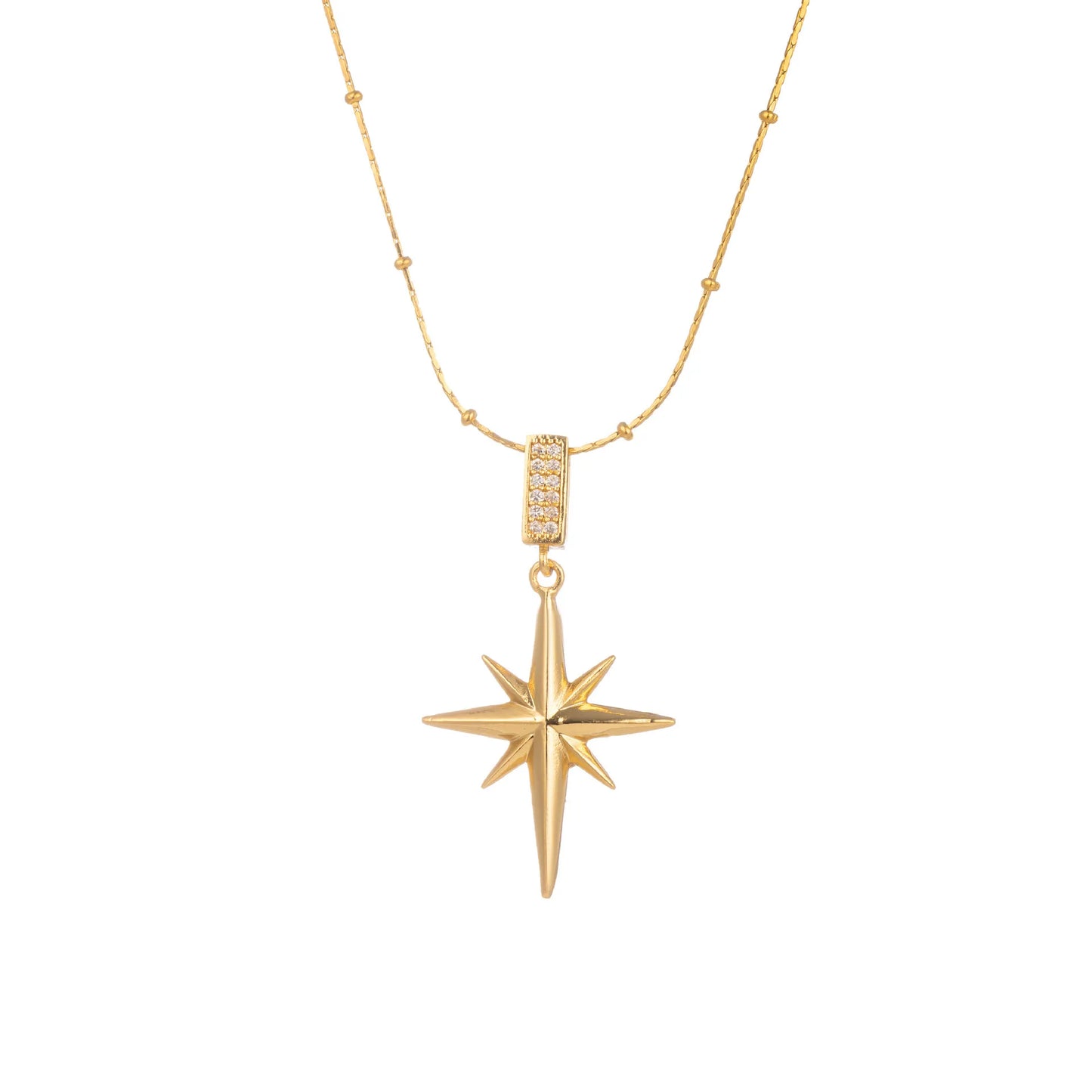 Polaris Copper Bamboo Necklace Women Non-fading Premium Feel Featuring Micro-paved Zircon Pendant Niche High-end Clavicle Design