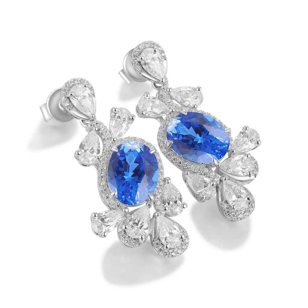 Gemfiori Anster High Quality S925 Lab Grown Cobalt Spinel Earring Stud Dainty Gemstone Stud Earrings for Women Daily Wear Gift