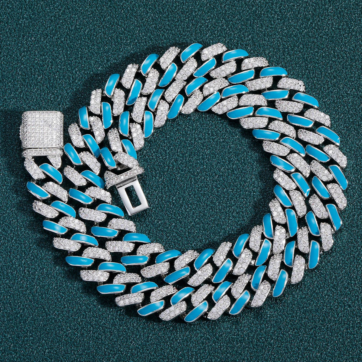 New Bracelets Colorful Rainbow Jewelry Stacked 12mm 5a Cubic Zirconia Cuban Link Chain Cz 5mm 20 Inch Necklace with Zircon