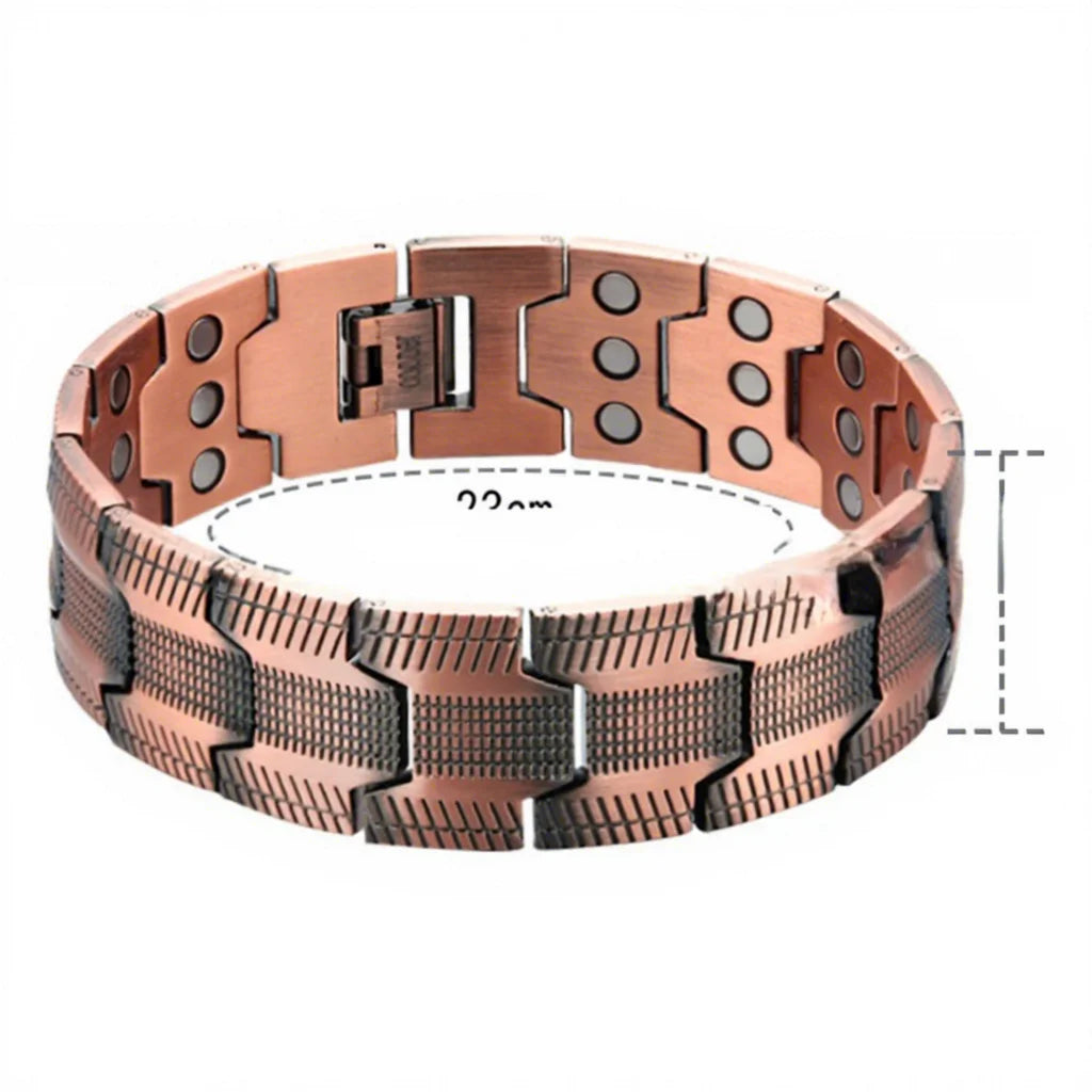 BioMagnetic Jewelry Classic Geometric Anniversary Vintage Solid Copper Magnetic Bio Bracelet Wristband for Unisex