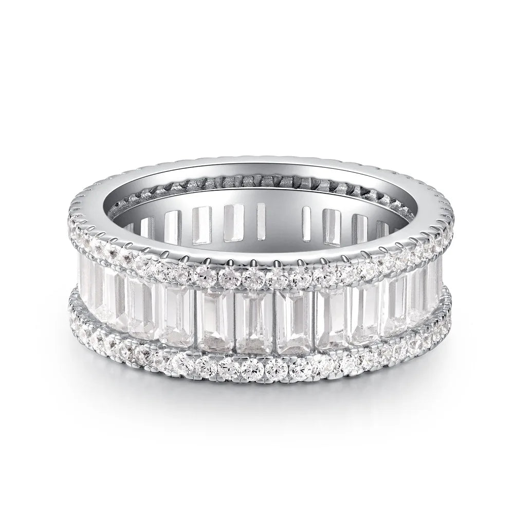 Anti-tarnish Women 925 Sterling Silver 5A 8A Zirconia Wedding Band Engagement Wedding Rings Fine Jewelry Customized Wholesale