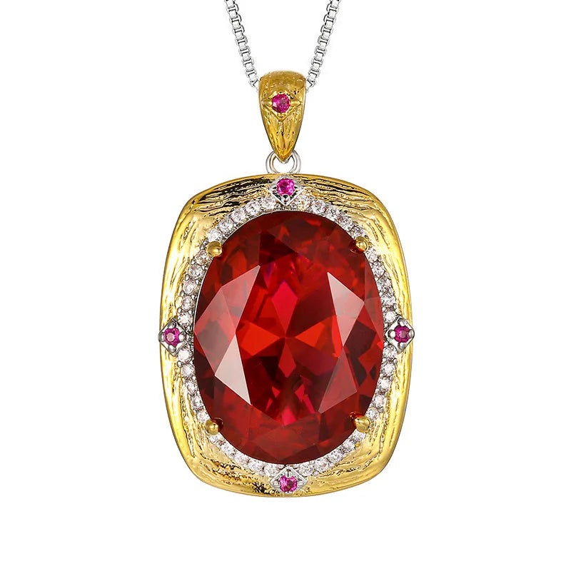 Gemfiori New Fashion Vintage Royal Elegant Jewelry Cushion Cut Purple Gem Halo Pendant Necklace Earrings Ring Luxury Party Gifts for Her