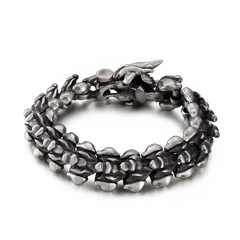 KALEN Jewelry Domineering Cuff Vintage Black Keel Chain Bracelets & Bangles Stainless Steel Dragon Head Bracelet for Mens
