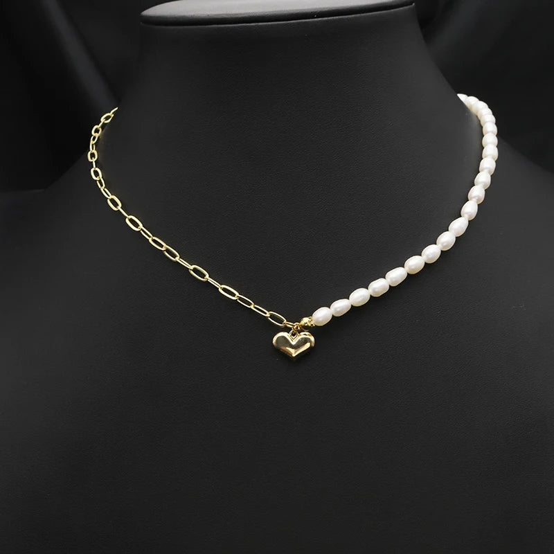 Simple Zircon Butterfly Pendant Freshwater Pearl Necklace Baroque Enamel  Gold Plated Luxury for Girls Necklace Fine Jewelry