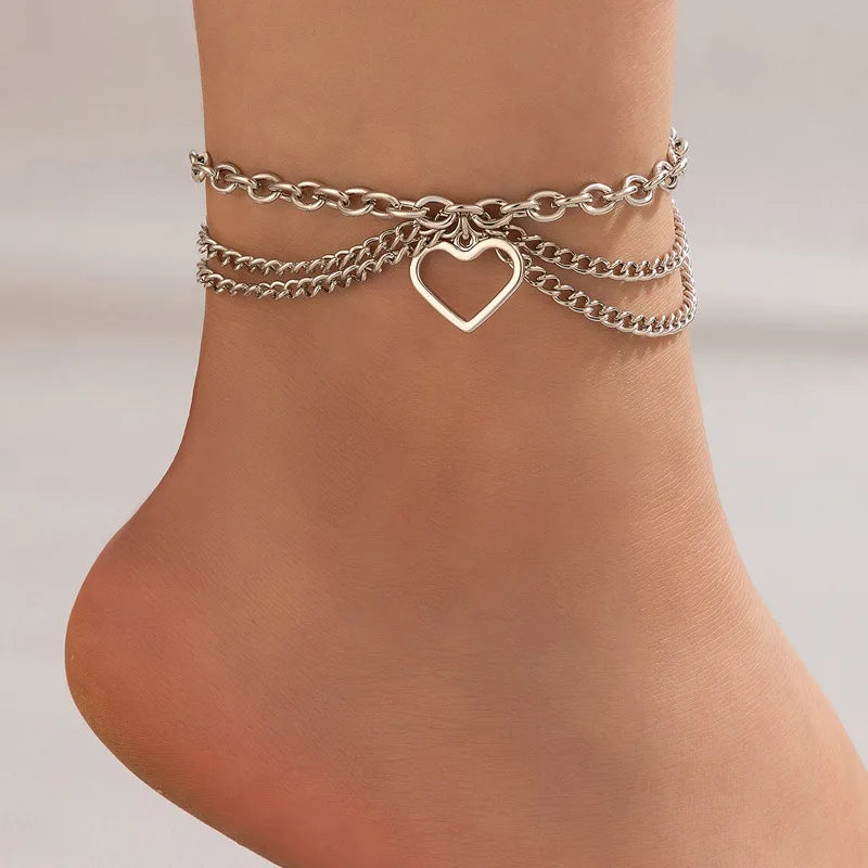 Bohemian Shell Heart Snake Summer Bracelet Set on Leg Femme Barefoot Fashion Jewelry Anklet for Women Beach Accessories Mujer