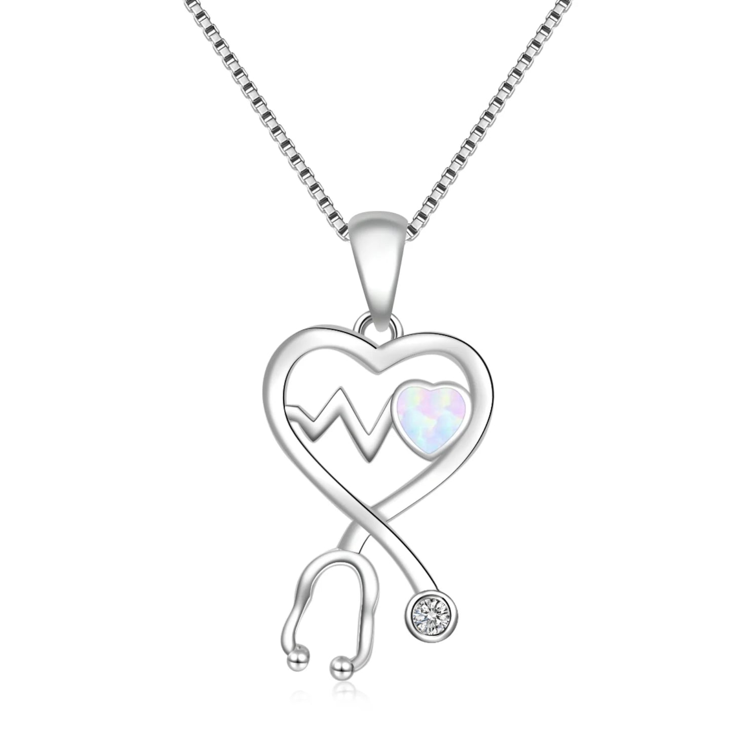 TikTok INS Wind Hawaii Beach Explosion Copper Opal Stethoscope Necklace Women's Party Wholesale Inlaid Charms Chains