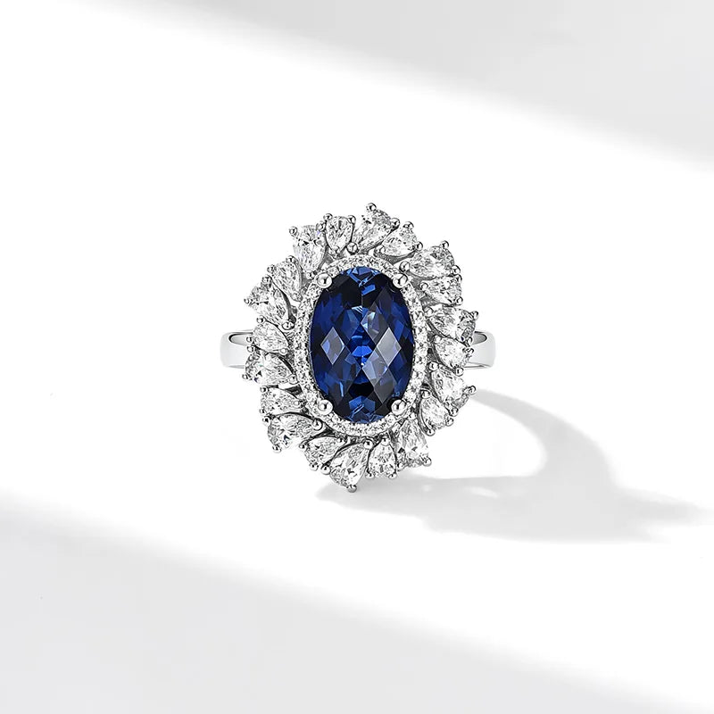 ArtistA 925 Sterling Silver Minimalist Infinity Ring Lab Grown Blue Sapphire Ring