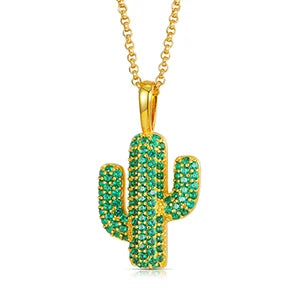 BiG-BOSS VVS D Color Moissanite Jewelry Cactus Charm Pendant Necklace Hiphop Jewelry Directly Sale From China Ice Out Rapper Jewelry