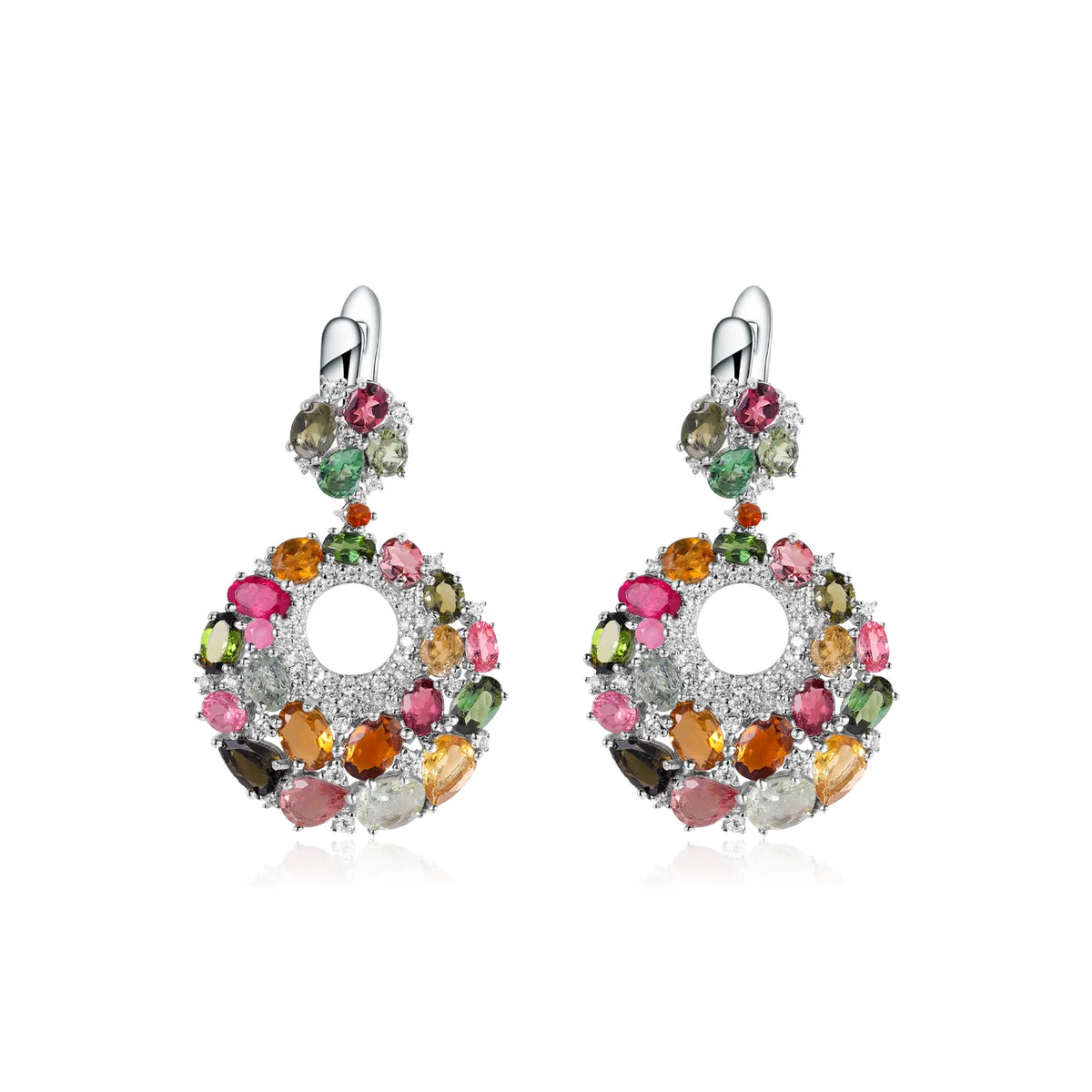 ArtistA W0448 Abiding High End Natural Mix Color Tourmalines Gemstone 925 Sterling Silver Fine Jewelry Set for Girls