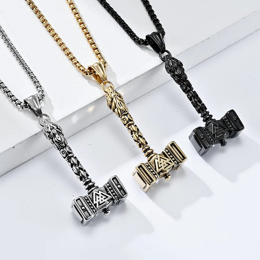 NEWLiFE VIKING Hammer Pearl Necklace in 18K Gold Plated for Men | Designer Jewellery for women & MEN