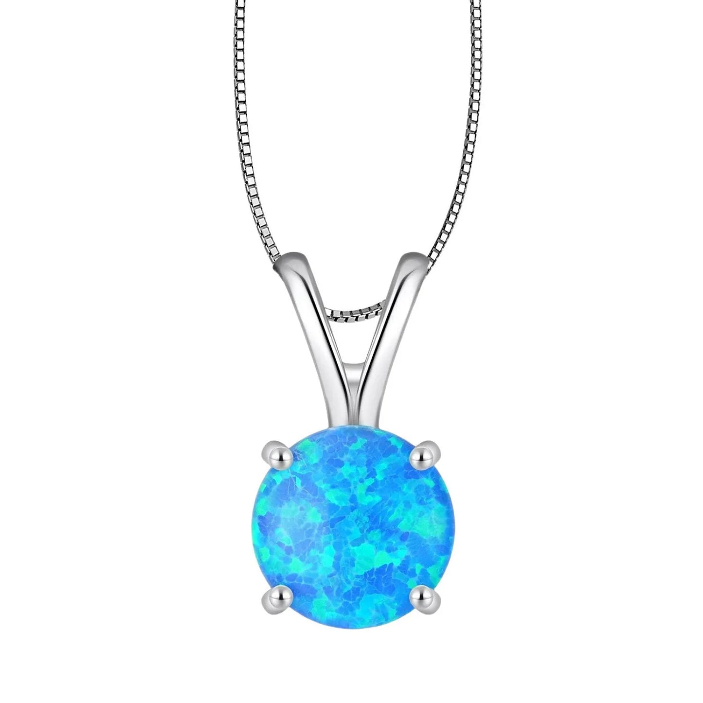 Tiktok Viral Dainty Round Blue Opal Pendant-Copper Link Chain Sweater Chain Minimalist Necklace for Women's Trendsetters
