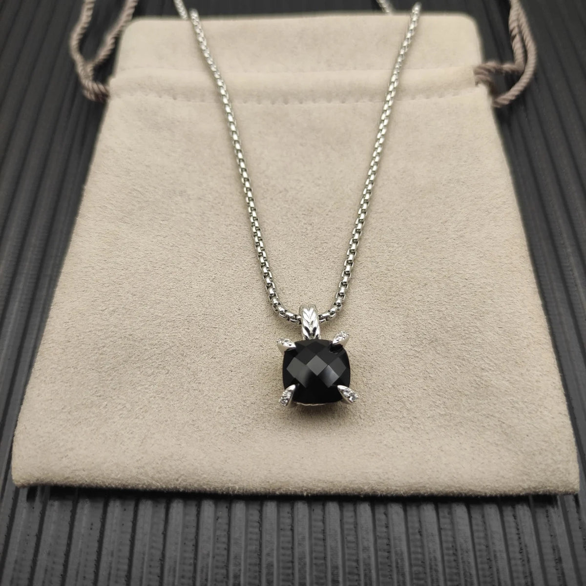 REDheart DY High-Quality Silver-Plated 11mm Four-Prong Diamond Necklace. Gold-Plated Colored Gemstone Necklace. Jewelry.