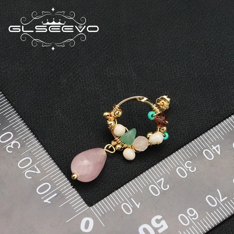 Trendy Pink Water Drop Pearl Earring Round Twine Korean Style Woman Ear Rings Vintage Jewelry Wedding Lady Gift