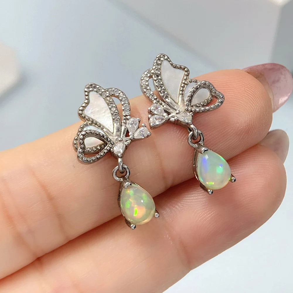 Gioiellieri Sterling Silver 925 Jewelry Natural Opal Stud Earrings for Women Fine Jewelry Fashion Accessories Wedding Gift Gemstones