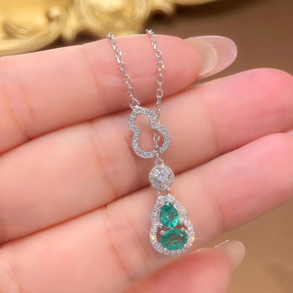 Gioiellieri Hot Popular Vintage 925 Silver EmeraldOval Cut Pendant Necklace New Fashion Classic Style Gold Plated Unisex Gift