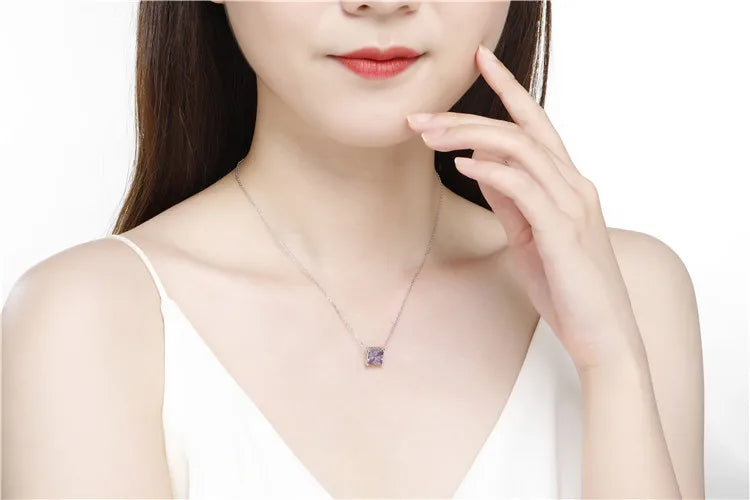 S&S 925 Silver CZ Birthstone Charm Pendant Necklace | Claw-Set Zirconia | 12 Styles