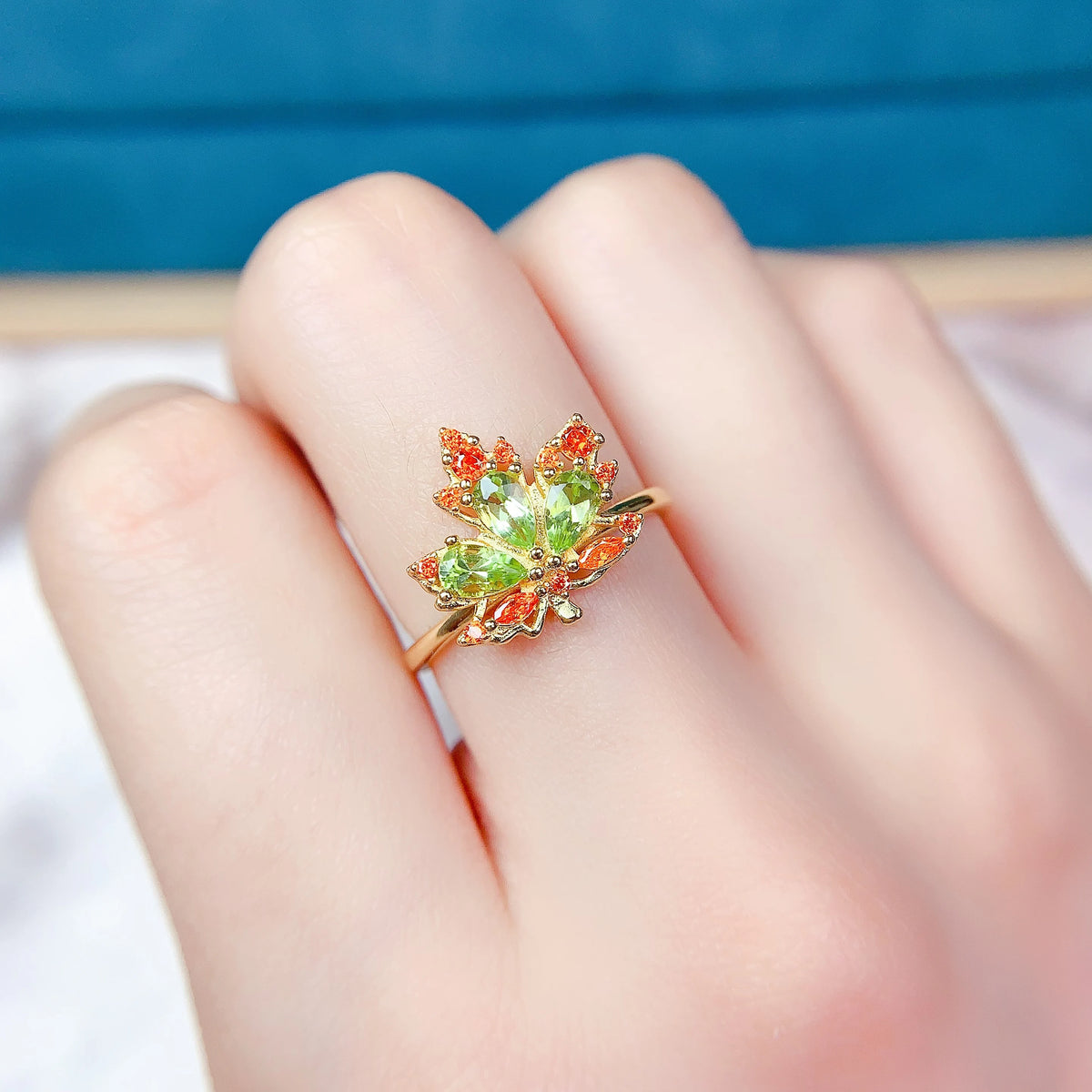 S&S Natural Peridot 925 Silver Gold Plated Jewellery Set | Minimalist Ring, Earrings & Necklace | S&S Collection