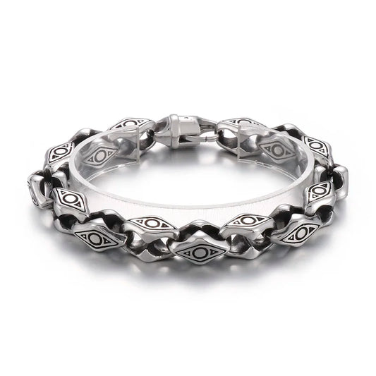 KALEN 230mm Men Punk Mysterious Stainless Steel Links Bracelet