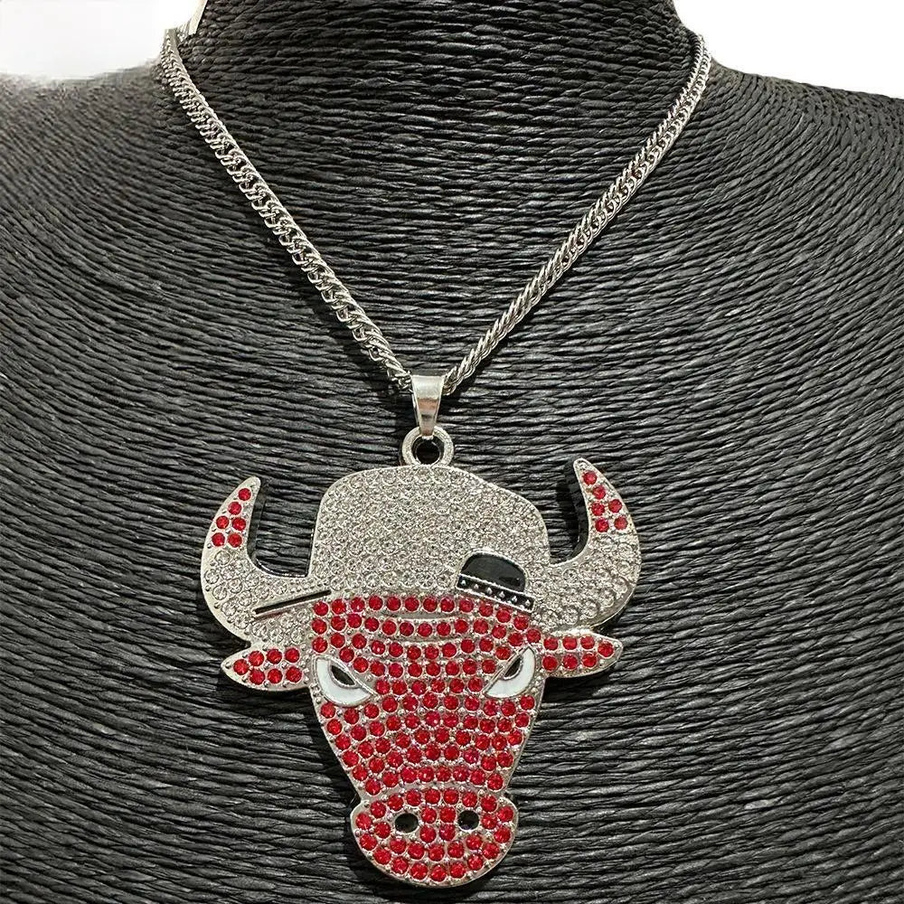 REDheart Hot Selling NBA Bulls Bucks Celtics Championship Pendant Necklace Fashion Alloy Charms Custom Bling Jewelry Inlaid Rhinestones