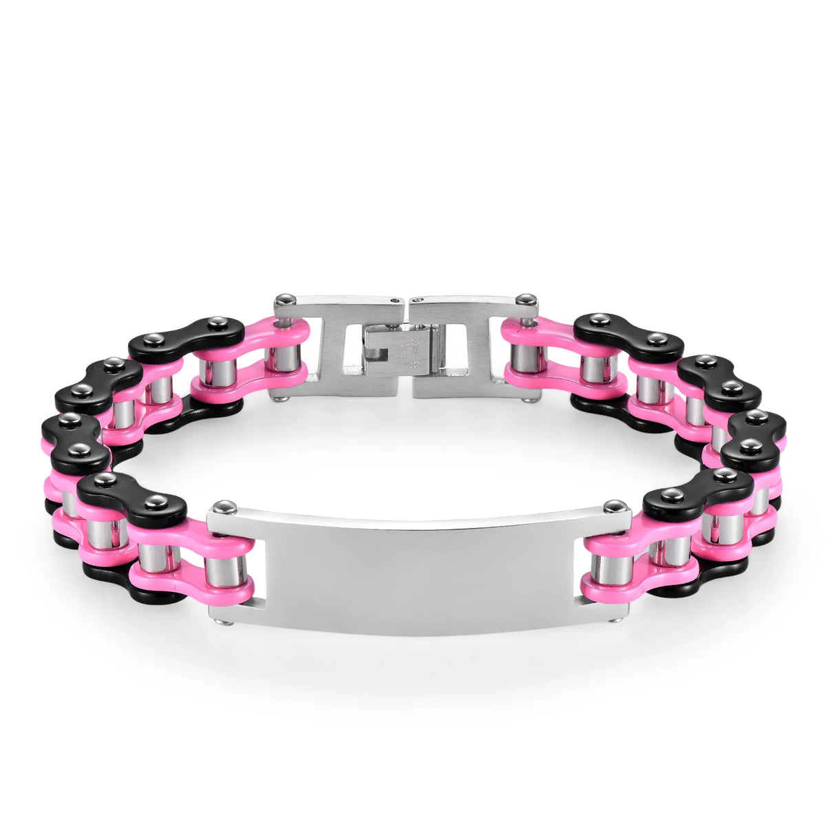 REBEL European American Trendy Titanium Steel Motorcycle Bicycle Chain Bracelets Hip-Hop Curved Geometric Stainless Steel Fashion Link