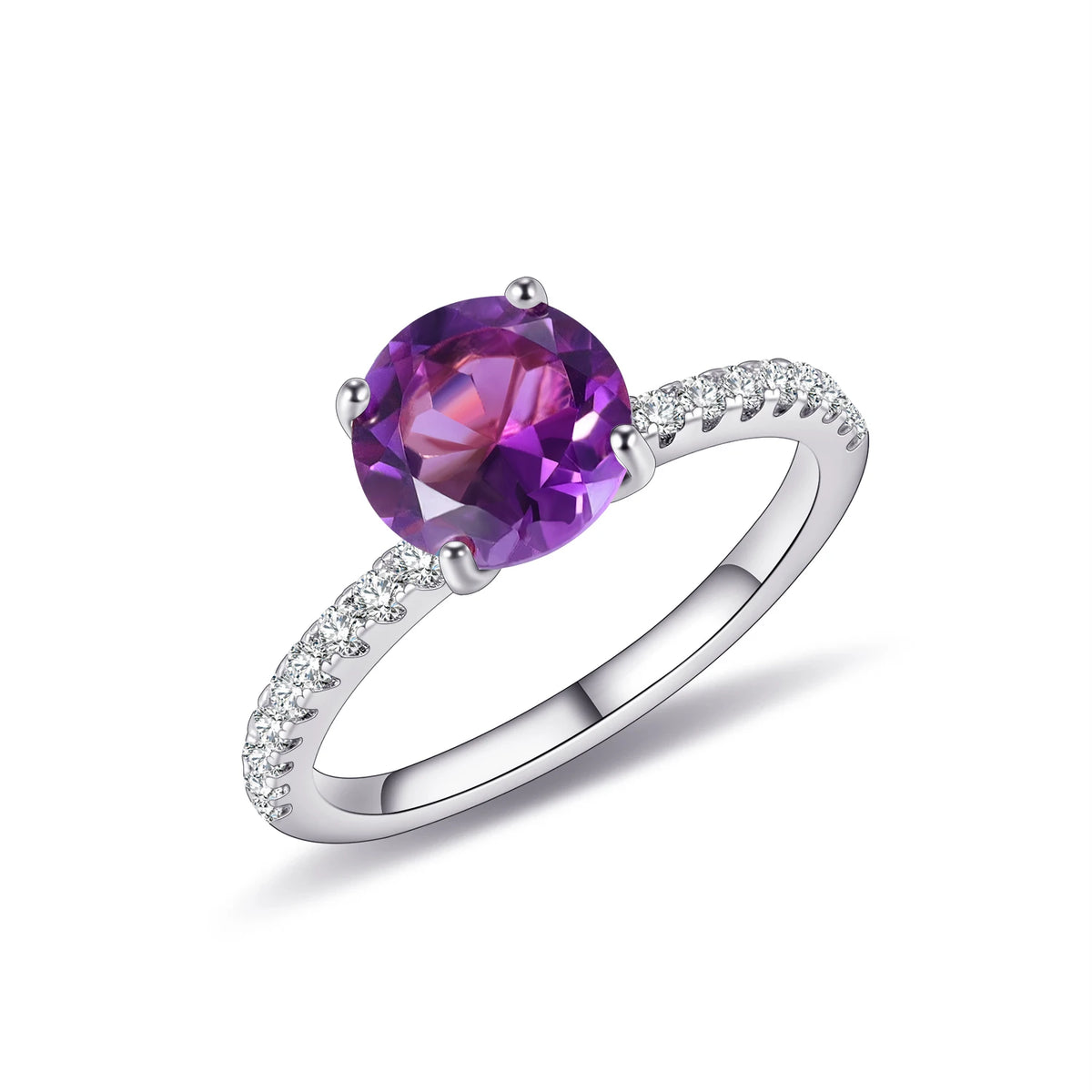 Gemfiori KH001 Abiding Jewelry Manufacturer Big Stone Round 8MM Natural Gemstone 925 Sterling Silver Women Engagement Wedding Rings