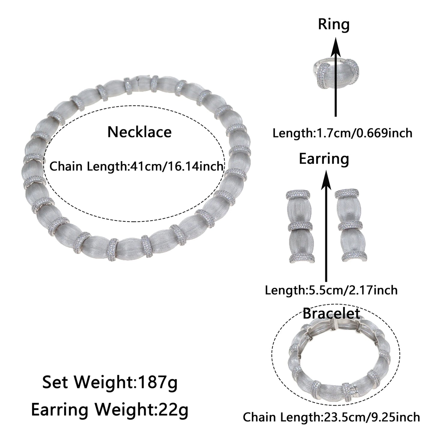 Zhuerrui's Latest Dubai Silver Jewelry Set High Quality American Diamond Sparkling Charming Noble Bridal Necklace