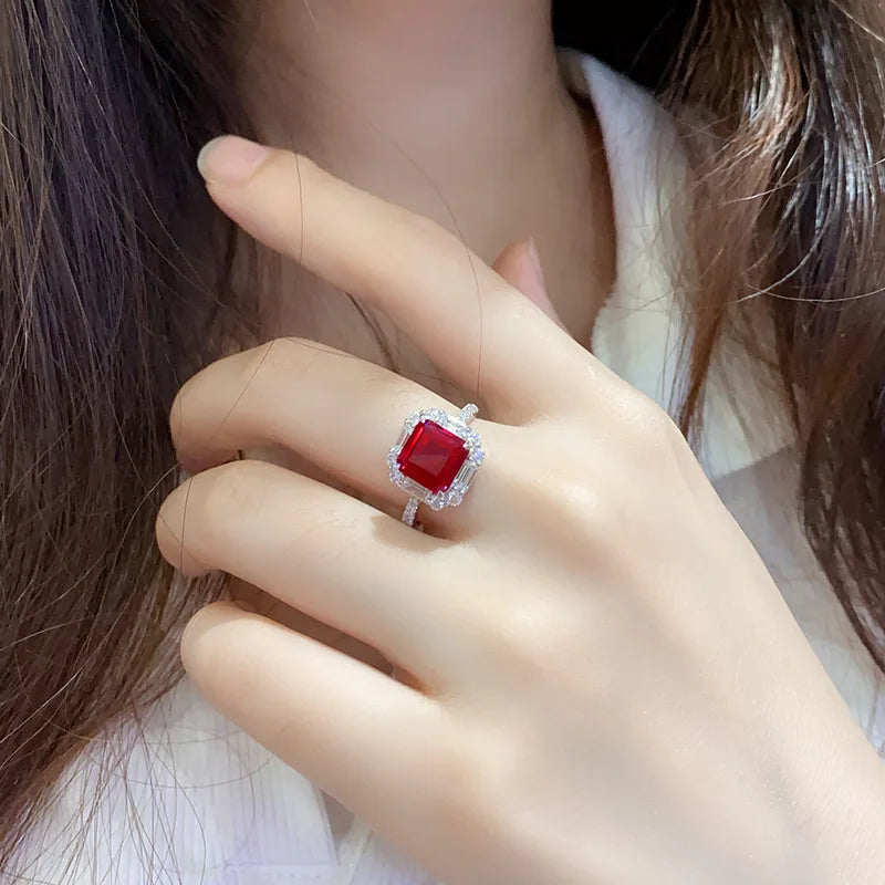 Gemfiori Best-Selling Minimalist Fashionable Haute-Couture Inspired Paraba Tourmaline 925 Silver Quadrilateral Ring Women