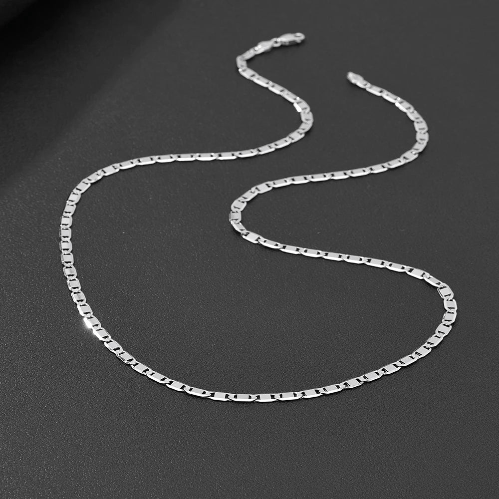 S&S Diamond-Cut Flat Sailor Chain Necklace | 925 Sterling Silver | S&S