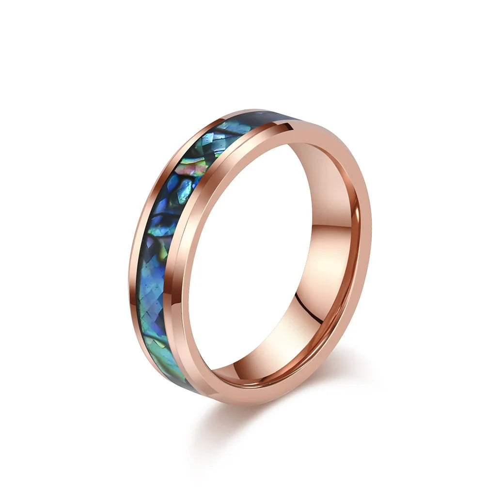 Tungsten Steel Inlaid Abalone Shell High-Level Fashion Couple's Ring