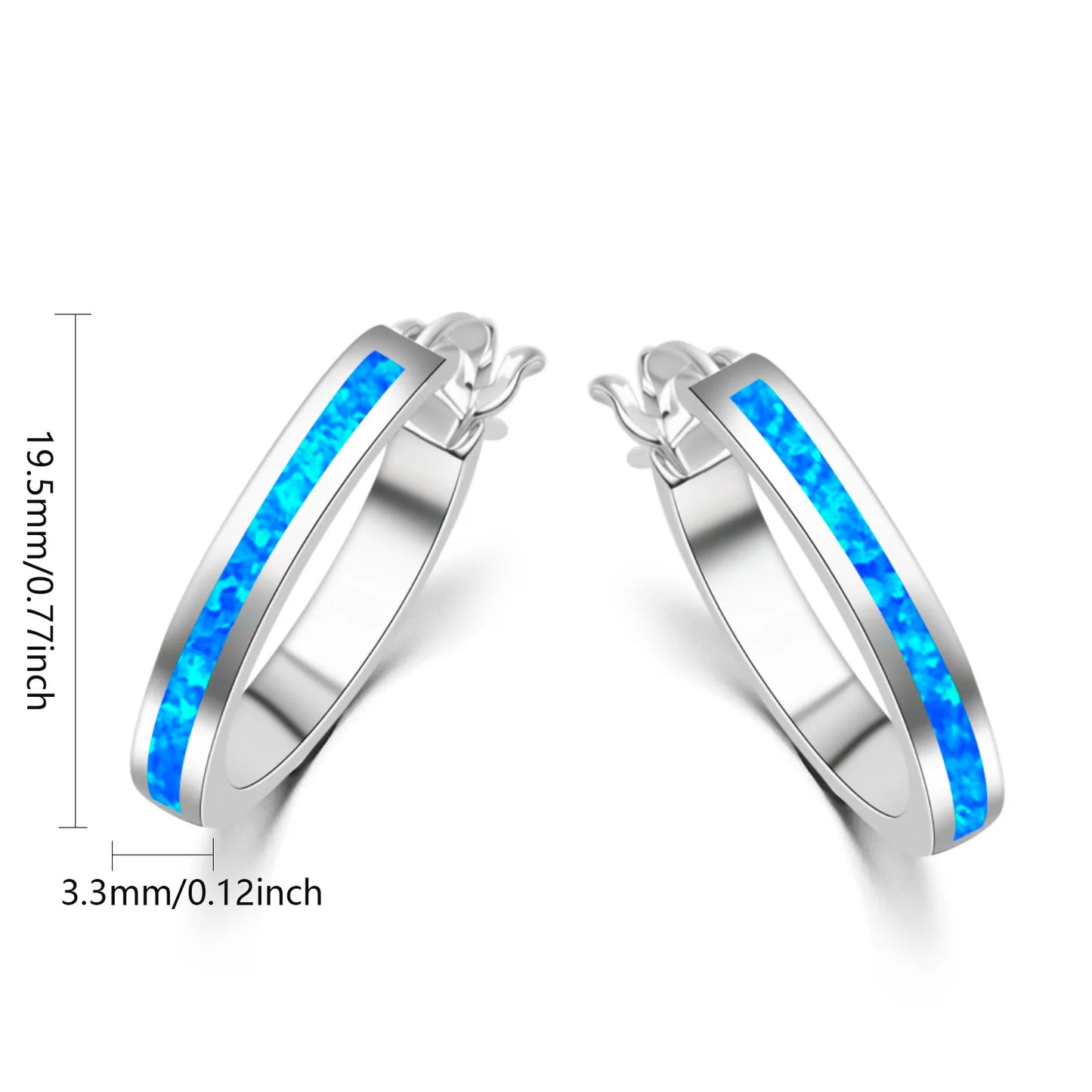 Aobao Silver Plated Geometric Opal Stud Earrings for Women