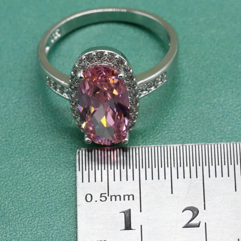 XOTICA Silver Plated Green Blue Pink Zircon Ring Trendy Women's Gemstone Jewelry for Parties Weddings Birthdays