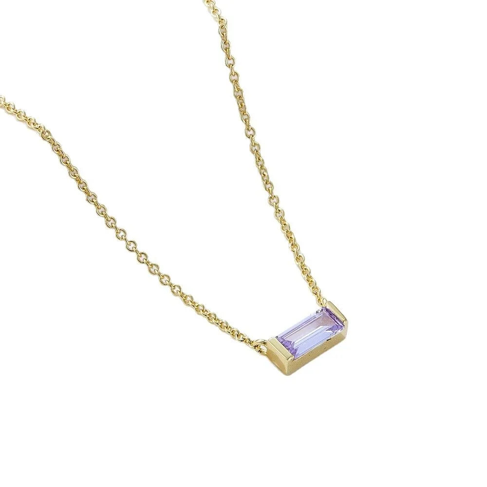 Women Girls 925 Sterling Silver Birthstone Necklace Gold Plated 12 Colors Cubic Zirconia Choker Jewelry Wholesale Manufacturer