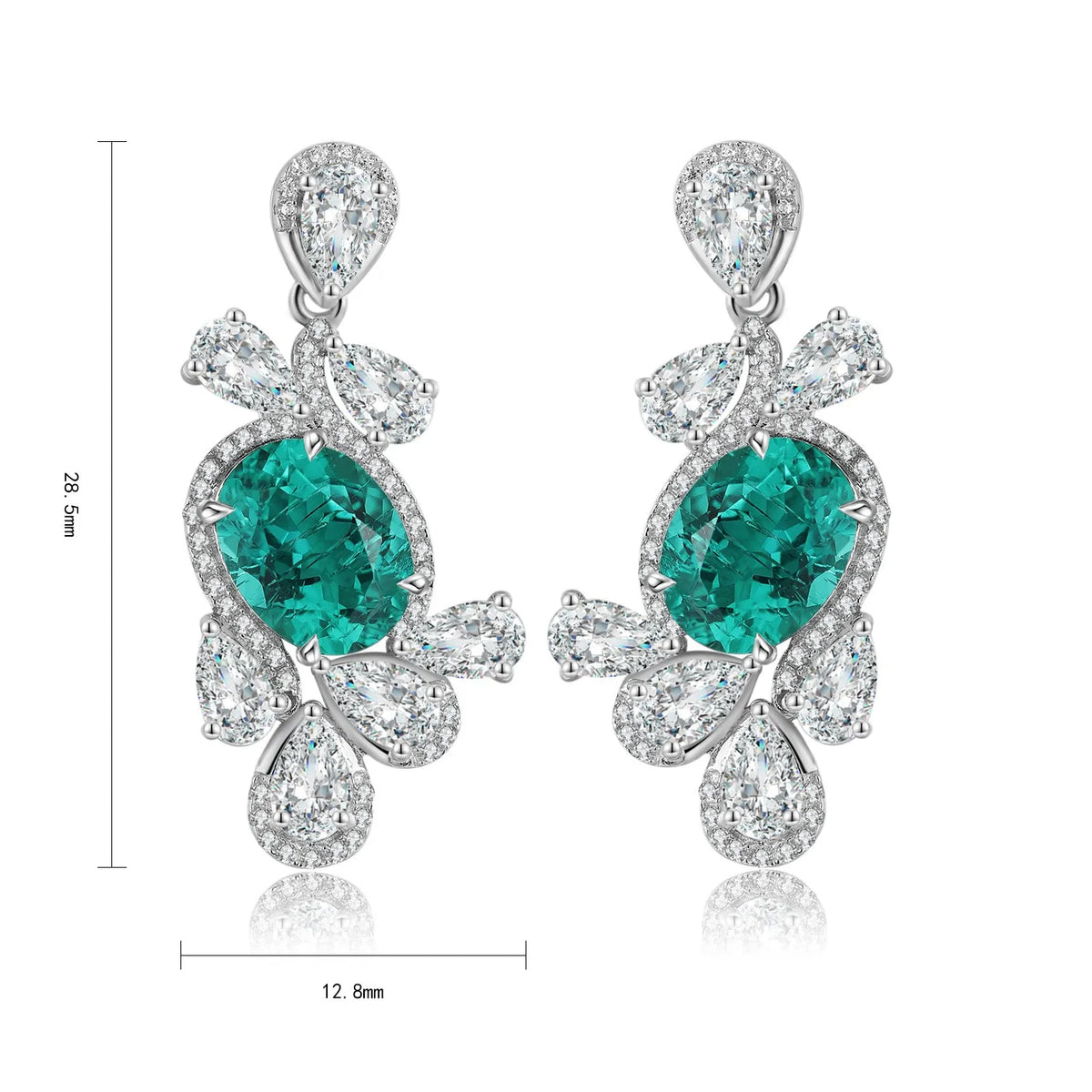Gemfiori Anster High Quality S925 Lab Grown Emerald Earring Stud Dainty Gemstone Stud Earrings for Women Daily Wear Gift