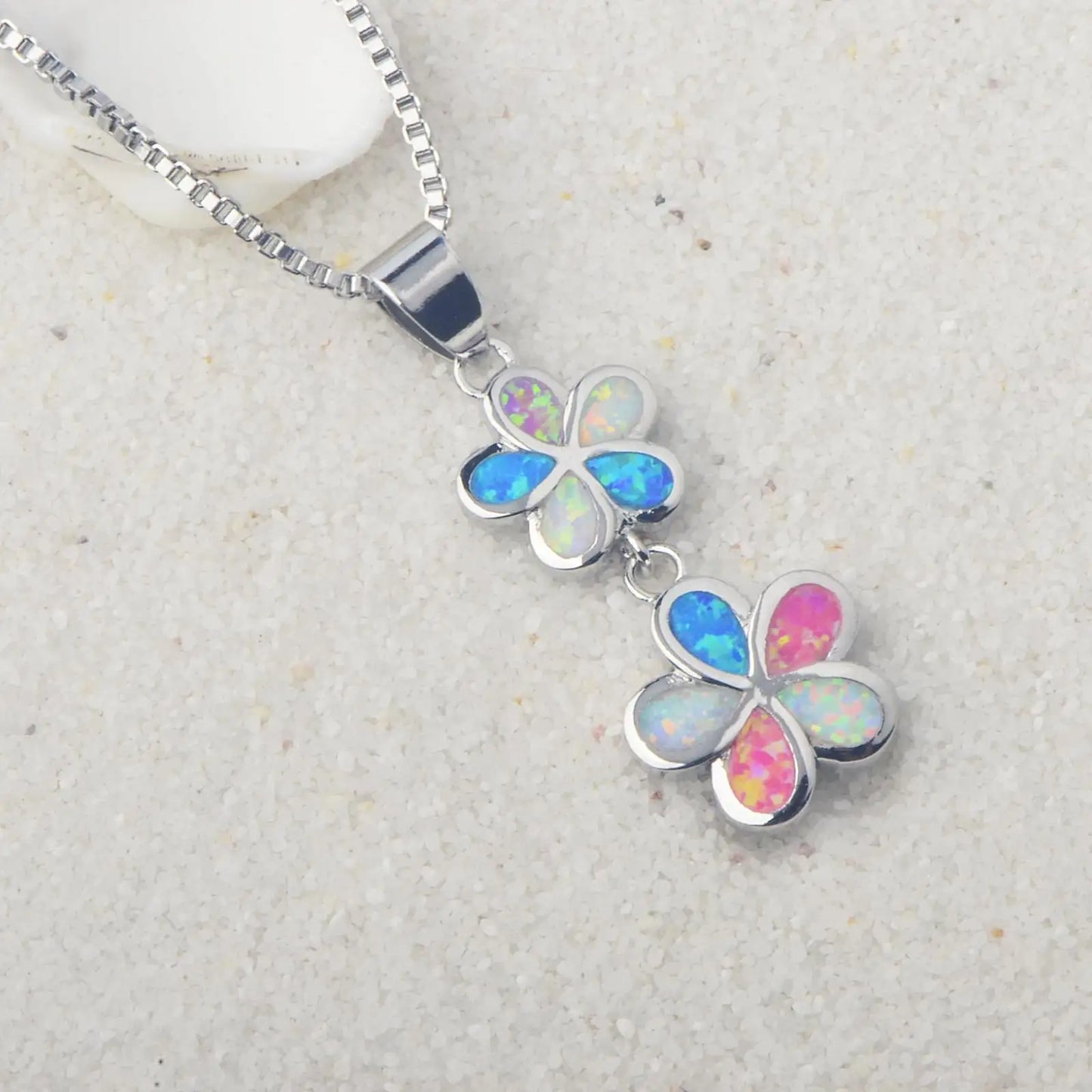 TikTok Ins Trendy Hawaiian Flower Opal Necklace - Boho Chic Pendant Jewelry Wholesale